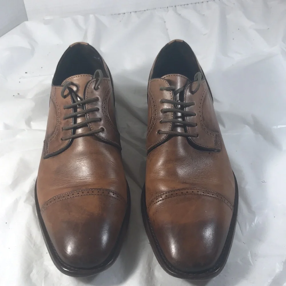 Johnston & Murphy Cormac Italian Brown Leather Men's Lace Up Cap Toe Oxford Shoe